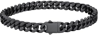 Bestyle 5mm Panzerkette Armkette Herren Schwarz Cuban Edelstahl Hip Hop Bracelet 19cm lang Geschenk für Männer Jungen