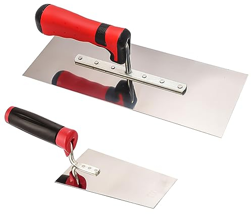 Glättekelle: Profi Edelstahl Glättkelle(280 x 110 mm), Glättekelle ohne Zahnung, Premium Glättekelle Rostfreie mit Softgriff, Glättscheibe Traufel mit Ergonomisch Griff, Glätter, Traufel, kelle
