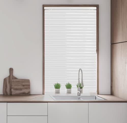 25mm Metal Aluminium Venetian Blinds Home Office Easy Fit Strings Twist Wand White 120cm x 150cm