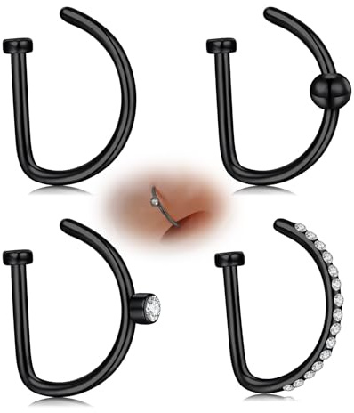 AVYRING Finto anello da naso, anello per setto nasale in acciaio inox 18G, anello per setto nasale, non forato, con clip, Acciaio inossidabile