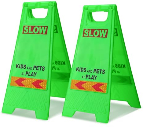 DiDiBirDi Slow Down Kids Playing! Kindersicherheit verlangsamt doppelseitiges Zeichen, Kinder spielen sicheres Zeichen mit reflektierendem Band, Straße verlangsamt, Kinder und Haustiere spielen Warnz
