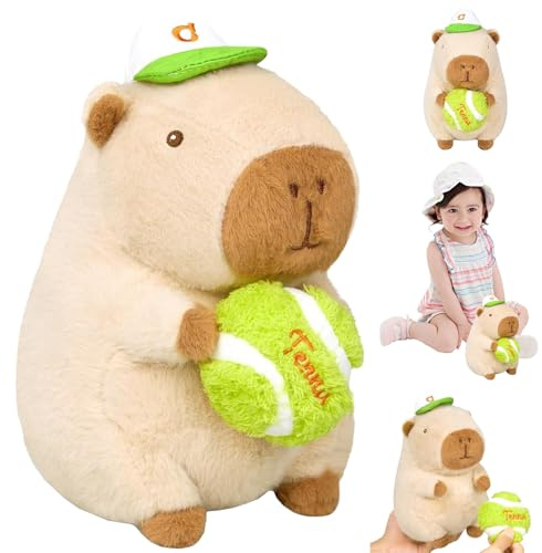 Capybara Plyschdjur, Capybara gosedjur med baseboll mjuk leksak, Capybara djurleksak, simulering djur Capybara dockor, Capybara Plushie-dockor, mjukisdjur Capybara, för pojkar och flickor