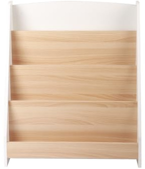 HUOLE Bibliothèque Enfant, Étagère à Livres Enfants, Étagère de Rangement pour Chambre d'enfants pour Ranger des Livres et Jouets, 3 Compartiments Ouverts, 71 * 61 * 30cm-Bois Blanc (1pc)