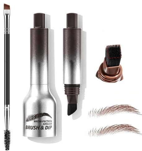 TOEECY Set Tinta Sopracciglia Professionale Pennello Angolato Impermeabile Lunga Durata Formula Liquida Effetto Microblading
