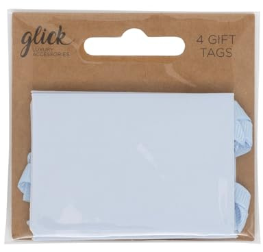 Glick Pack med 4 enkla babyblå presentetiketter för att tillbehör dina gåvor vackert, presentetiketter, 7 x 5 cm