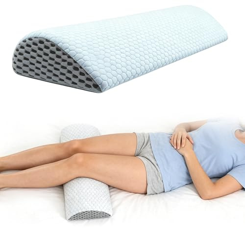 Almohada Piernas Dormir de Media Luna, Cojín Rodillas para Dormir de Espuma Viscoelástica Soporte, Almohada Lumbar Ergonómica y Transpirable con Funda Lavable, Alivio de Dolor y Circulación