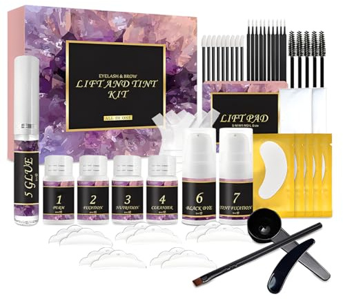 LAKPYN Kit de laminación de Cejas,Kit 2 en 1 para Tinte y Permanente de Cejas y Pestañas,Duración de 6 a 8 Semanas,Fácil de usar, Ideal para Salones y uso Doméstico
