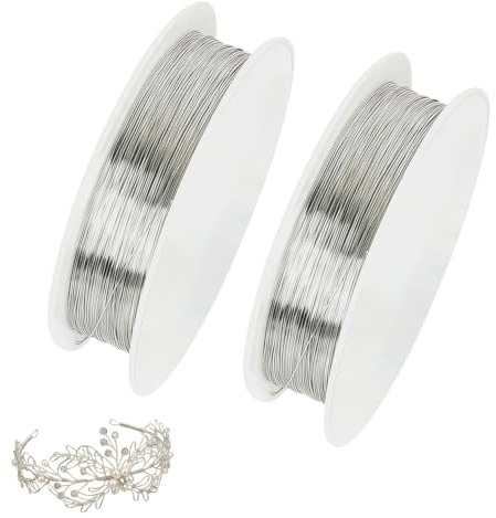 2 Roll Jewellery Wire for Making, 15M 0.3mm Tarnish-Resistant Silver Crafting Wire Durable & Flexible for DIY Jewellery, Necklaces, Bracelets, Earrings