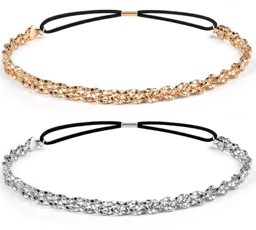 2 stycken medeltida vintage böhmisk kristalldiadem, gnistrande elastiskt strass-pannband, bohemisk kristall strass, huvudkedja, mångsidig användning för bröllop, födelsedagar och karneval