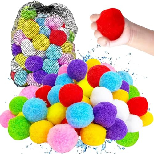 60 Globos De Agua Reutilizables, Coloridas Bolas De Agua De Esponja Para Niños Y Adultos, Con Bolso De Almacenamiento De Malla, Para Juegos Al Aire Libre En El Patio, Playa O Piscina