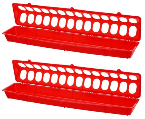 BESTonZON Contenedores de Alimentación para Palomas 2piezas Comederos Largos de Plástico Rojo Fáciles de Limpiar y Desmontar para Pájaros Pequeños y Periquitos