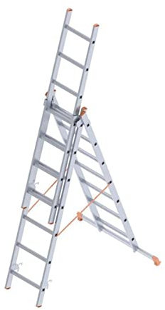 Échelle Transformable 3 Plans Multifonctions 4,90M, 3 x 7 marches en Aluminium antidérapante – EN131 – SARAYLI 7307-A
