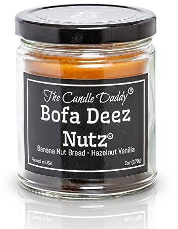 Bofa Deez Nutz- Funny- Banana Nut Bread n Hazelnut Vanilla- Scented Candle- Double Pour- 6 Ounce- 40 Hour Burn Time