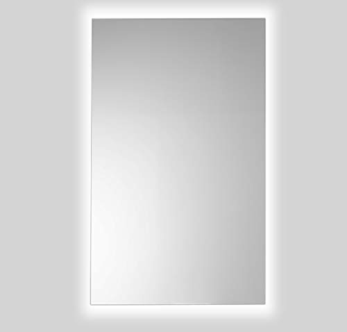 Espejo de Baño Lux de 60x100 Vertical con Luz Led Blanca Perimetral de 5700K Decorativa Indirecta Incorporada sobre el Marco Interior y Lámina Antivaho de Fácil Instalación