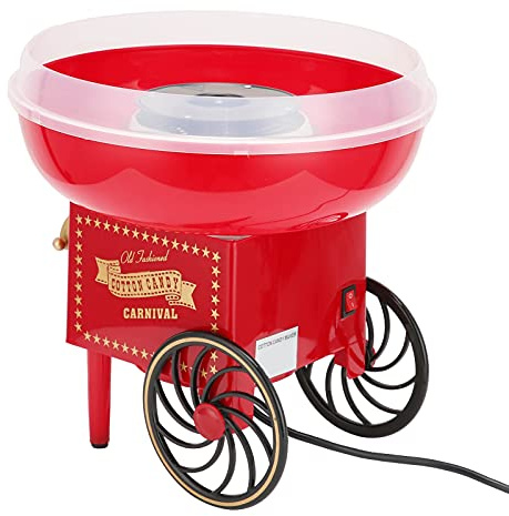 Zerodis Macchina per Zucchero Filato Elettrico, Macchina per Zucchero Filato a Forma di Carrello Vintage Strumento per la Produzione di Zucchero Filato Fatto in Casa per Feste di Compleanno(EU Plug)