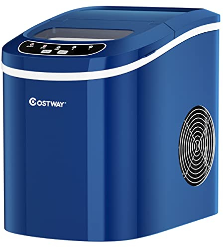 GOPLUS Machine à Glaçons, 13 kg en 24 h, 2 Tailles de Glaçons Automatique Électrique Compact Portable 2,2 L, 9 Glaçons par 6-13 Min, 24 x 36 x 33 cm (Bleu)