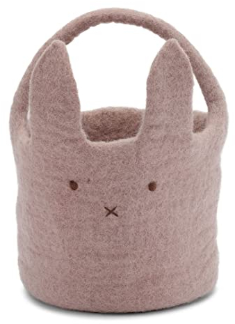 Gry & Sif handgemachter Osterkorb aus Filz, Osterdeko, Ostergeschenke, Präsentkorb, Geschenkkorb, Osterkörbchen mit Henkel, Osterkorb für Kinder, Ostermitbringsel | 1x Hasenkorb rosa (⌀15 cm x H15 cm)