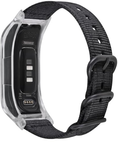 C2D JOY Canvas nylonband kompatibla med Garmin Vivosmart 5 tracker ersättningsband med fodral