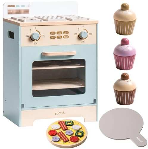 ROBUD barnugn, leksak kök set för barn med cupcakes, pizza, bricka pojkar och flickor.