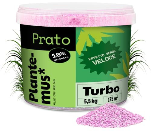 PLANTEMUS Engrais Gazon Turbo Azoté. Technologie Allemande, Action Rapide, Fertilisant Pelouse Microcristaux Ultrasolubles, 5.5 KG, 175 m²