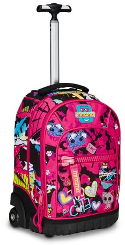 Mitama Trolley Run Scuola Too Cute,Doppio Scomparto, Rosa, Scuola Elementare e Tempo Libero, Bambina Ragazza