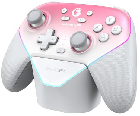 GameSir Super Nova Multiplatform Game Controller – 2.4G Wireless for PC/Switch/iOS/Android – Hall Effect Joystick & Triggers, 1000Hz Polling, Magnetic Faceplate, RGB Lighning,Charging Dock (Whipped Pink)