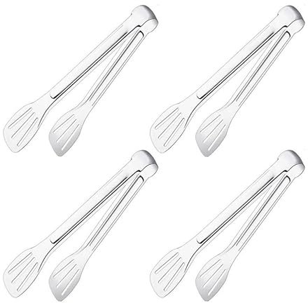 Abiyou Pince à Salade Inox, 6PCS Pinces de Service, Pinces Cuisine Envoyer 2 Pinceaux de Cuisson, Pinces de Cuisine en Acier Inoxydable, Pince à Nourriture, pour Barbecue, Salade, Grillades,Pâtisseri