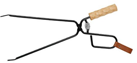 TOYANDONA Pinzas para de Barbacoa Largas para Camping y Barbacoas Hierro Mango de Madera 1 Pieza Antideslizante