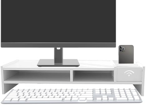 Demsyeq Monitor Riser för skrivbord | 3-nivåer skrivbordsorganiseringshylla | Kontorsorganisation för läsning studier arbete speldisplay sovsal skola högskola arbetsstation företag