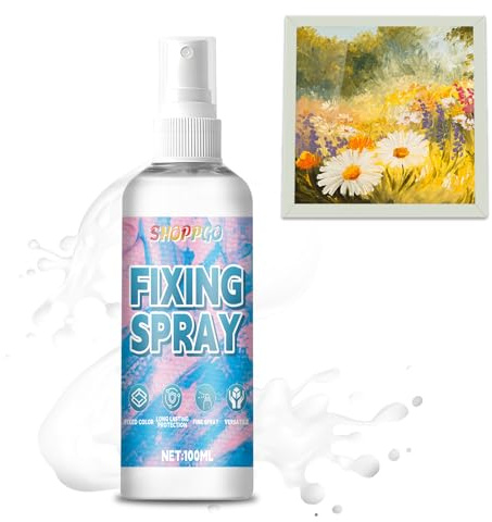 Fixative Spray for Art, Fixative Spray for Pencil, Charcoal and Pastel Drawings, Spray Varnish for Acrylic Painting, Color Fixing, Glossy Surface, Effective Protection of Works, 100ml