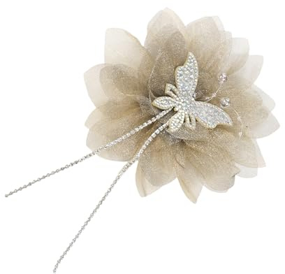 Artistic Flower Crystal Applique Trim for Evening Skirt Clothes Beaded Collar Decors Brooch Sewing on Supply Stylish Hairpiece