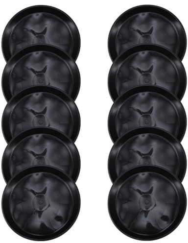 MAGICLULU 10 Bandejas Negras de Plástico para Macetas, Base Redonda Reutilizable para Bonsáis y Plantas de Jardín, Bandejas Inferiores Protectoras para Interior y Exterior, Fácil Limpieza,
