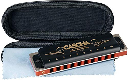 Cascha Mundharmonika C-Dur Anfänger u. Fortgeschrittene I Hochwertige 10-Loch diatonische Harmonika hervorragender Klang I Perfekte Aufbewahrung u. Pflege mit Blues Harmonika Softcase u. Putztuch
