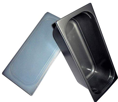 Lot de 30 bacs en plastique gris 5 kg pour glace de 36 x 16 cm (H) 12 cm + couvercle, idéal pour vitrine.