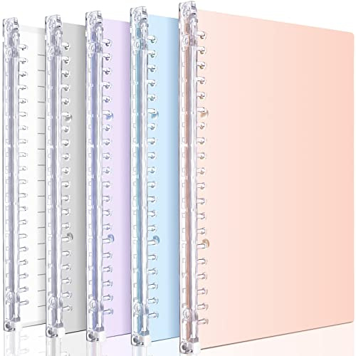 Campus Easy Carry Slim Binder Campus Smart Ringbuch, A5, 20 Ringe und 60 Stück lose Blätter, für Studenten, Büro, Schule, mattiert, Blau, Rosa, Violett und Grau, 5 Packungen