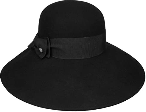 LIERYS Florence Damenhut Made in Italy Wollfilz Ripsband mit Schleife Damen Herbst/Winter schwarz One Size