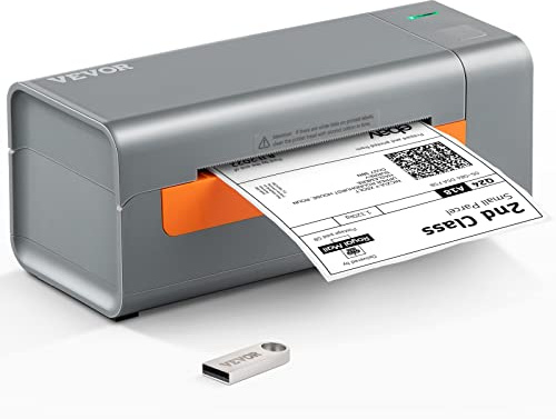VEVOR DHL Etikettendrucker, Thermodrucker Etiketten mit USB-Anschluss und Automatische Erkennung von Etiketten, Unterstützt Windows/MacOS/Linux, Geeignet für Amazon, Ebay, Etsy, etc