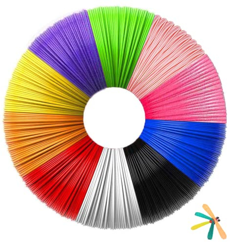 3D Pen Filament Refill PLA 1.75mm, 10 Colors, 16.4 Feet Per Color, Total 164 Feet, 3D Pen Accessories, 3D Art Drawing Pen Filament Compatible with Most 3D Printing Pens