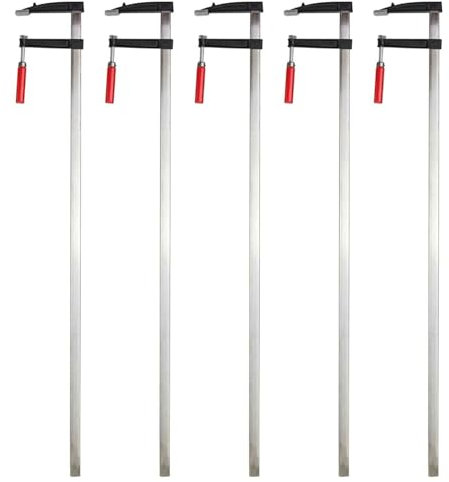 GEPCO - Juego de 5 abrazaderas (120 x 1200 mm, mango de plástico, mango de madera, 120 cm, 1,2 m)