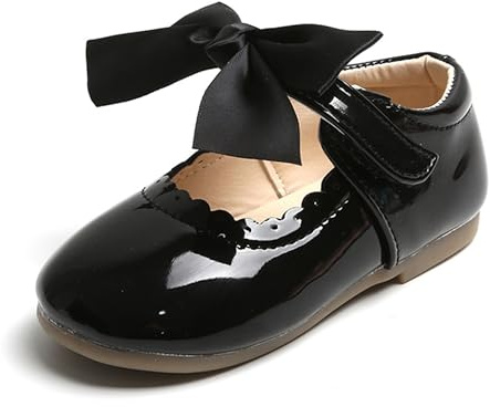 YOSICIL Scarpe per Ballerine e Ragazze Scarpe da Ballo Baby Girl Toddler Shoes Cute Bowknot Princess Shoes in Pelle Scarpe da Ballo Scarpine Primi Passi Bambina 0-24，Nero，20