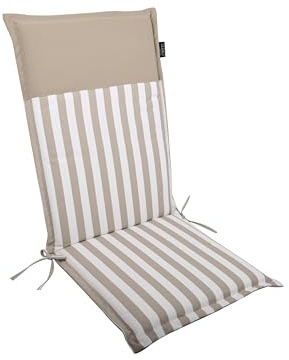 LILENO HOME MALT Set di cuscini per sedia da giardino 1 - Sedia a schienale alto a righe Sabbia - Sabbia naturale - Comode poltrone come cuscini per sedie per mobili da giardino - Cuscino per sedia da