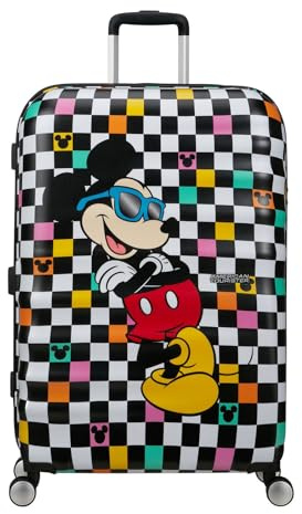 American Tourister Wavebreaker Disney - Mickey Mouse Valigia Rigida Grande (77 cm), Valigia da Viaggio, Lucchetto TSA, 4 Ruote, 96 L, 4.2 kg - Mickey Check