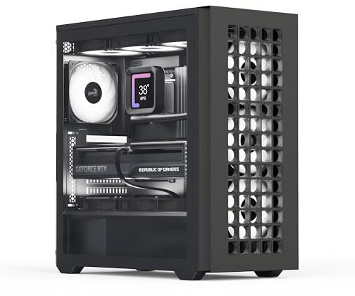 AeroCool D502A - Carcasa de torre media, panel frontal de malla, soporte de radiador de 360 mm, 11 ranuras para ventilador, GPU de 400 mm, ATX/m-ATX/mini-ITX, filtros magnéticos para el polvo