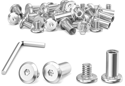Dayalo 40 pezzi viti di collegamento M4 x 10 mm, connettori per armadi M4, viti a manicotto in acciaio inossidabile A2 V2A, viti per mobili con manicotto per mobili, armadi, tavole di legno