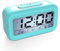 Coolzon Digitale Wecker Batterie, Digitaluhr Wecker Digital mit Großer LED digitalwecker Datum Temperatur Anzeige, Kinderwecker Snooze Reisewecker Nachtlicht, Hellblau