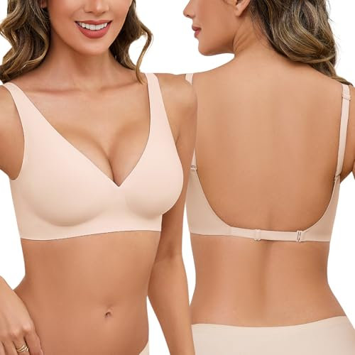 Tuopuda Rückenfrei BH Damen mit Multiway Träger, V-Ausschnitt Push Up Bralette, Niedrigem Rücken Invisible Soft Glatter für Rückenfreie Kleider