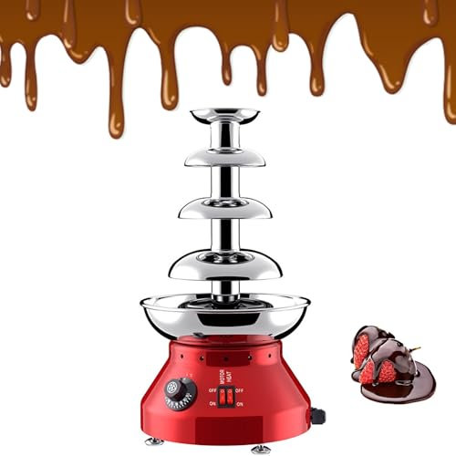 RSQQL Máquina de Fuente de Chocolate, Juegos de Fondue de máquina de Fuente de Acero Inoxidable, máquina de fusión de Chocolate de 4/5 Capas, for Eventos y Fiestas Familiares(4 Tiers)