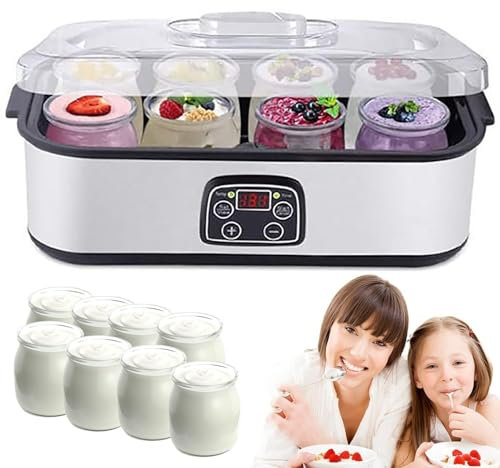 MAHWER Yogurtera automática de 1400 ml con Pantalla LCD, Control de Temperatura de 20 °C a 55 °C y Temporizador de 0 a 48 h, Ideal for la producción de Yogur Saludable en Grandes cantidades.