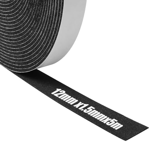 Foam Insulation Tape Self Adhesive,12mm(W) x1.5mm(T) x5m(L),Weather Stripping for Doors and Windows,Sound Proof Soundproofing Door Seal,Weatherstrip,Cooling,Air Conditioning Seal Strip
