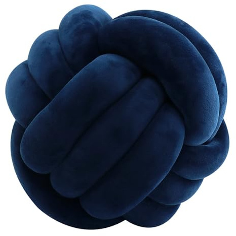 FUSHENGCHUANG Oreiller à Boule de Noeud, Oreiller de Balle Nouée, Coussin de Canapé en Peluche Doux, Oreiller Nœud Tissé à Main Coussin Décoratifs pour Canapé, Lit,20 x 20 cm: Navy